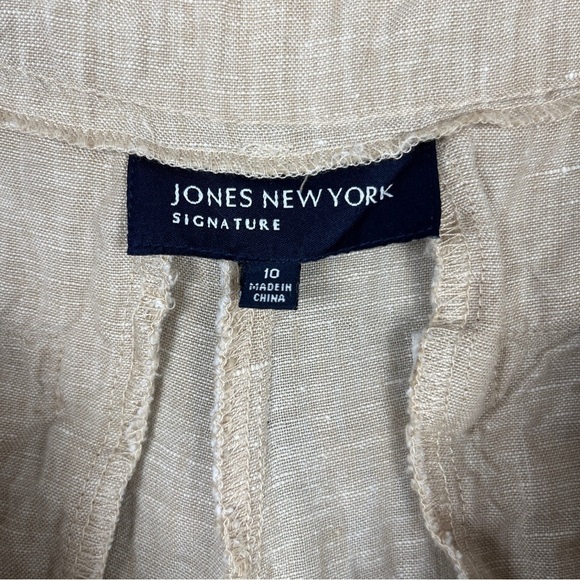 Womens Tailored 100% Linen Bermuda Trouser Shorts Natural Size 10 Jones New York - Picture 3 of 13